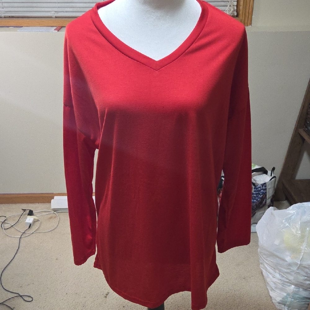 Source Unknown Vibrant Red Long Sleeve Top
